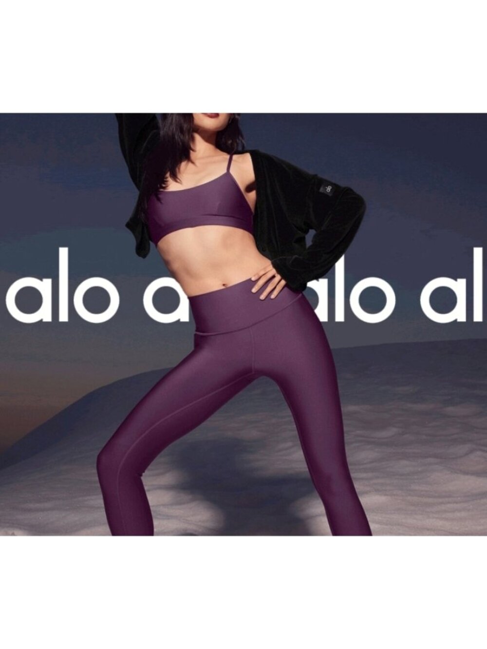 Alo 7/8 High-Waist Airlift Leggings Dark Plum Purple Hi-Rise Waisted Skinny Pant - Picture 6 of 10